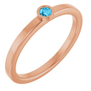 14K Rose Gold 2.5 mm Natural Aquamarine Ring