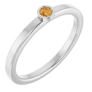 14K White Gold 2.5 mm Natural Citrine Ring
