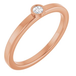 14K Rose Gold 2.5 mm Natural White Sapphire Ring