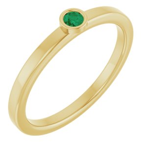 14K Yellow Gold 2.5 mm Lab-Grown Emerald Ring