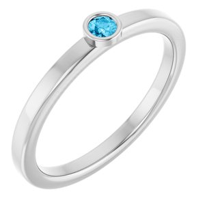 Platinum 2.5 mm Natural Aquamarine Ring