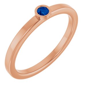 14K Rose Gold 2.5 mm Natural Blue Sapphire Ring