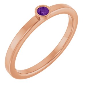 14K Rose Gold 2.5 mm Natural Amethyst Ring