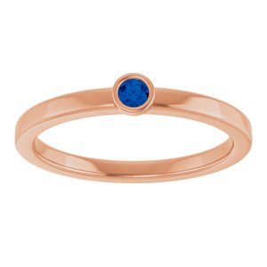 14K Rose Gold 2.5 mm Lab-Grown Blue Sapphire Ring