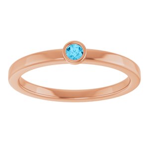 14K Rose Gold 2.5 mm Natural Aquamarine Ring