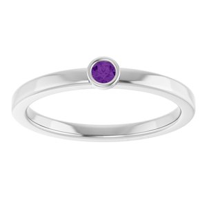 Platinum 2.5 mm Natural Amethyst Ring