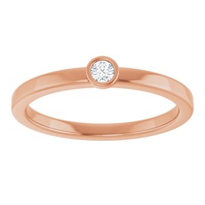 14K Rose Gold 2.5 mm Natural White Sapphire Ring