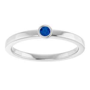 14K White Gold 2.5 mm Lab-Grown Blue Sapphire Ring