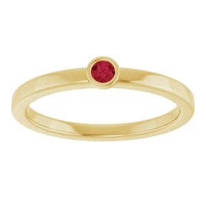 14K Yellow Gold 2.5 mm Natural Ruby Ring