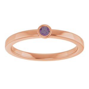 14K Rose Gold 2.5 mm Lab-Grown Alexandrite Ring