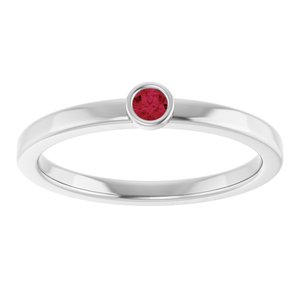 Sterling Silver 2.5 mm Natural Ruby Ring
