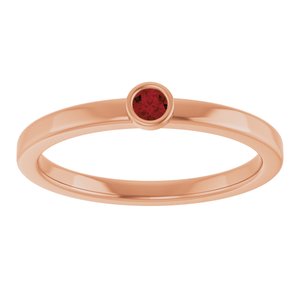 14K Rose Gold 2.5 mm Natural Mozambique Garnet Ring
