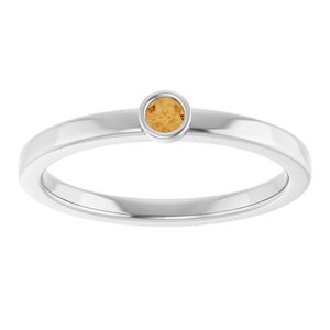 14K White Gold 2.5 mm Natural Citrine Ring