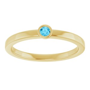 14K Yellow Gold 2.5 mm Natural Aquamarine Ring