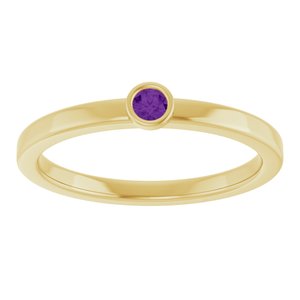 14K Yellow Gold 2.5 mm Natural Amethyst Ring