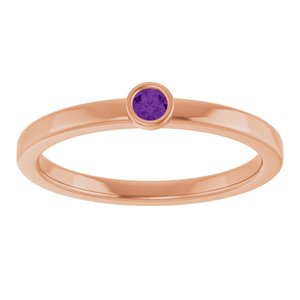 14K Rose Gold 2.5 mm Natural Amethyst Ring