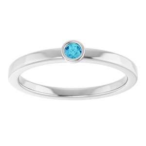 Platinum 2.5 mm Natural Blue Zircon Ring