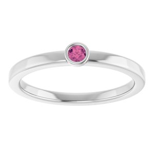 Sterling Silver 2.5 mm Natural Pink Tourmaline Ring
