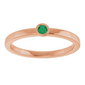 14K Rose Gold 2.5 mm Natural Emerald Ring