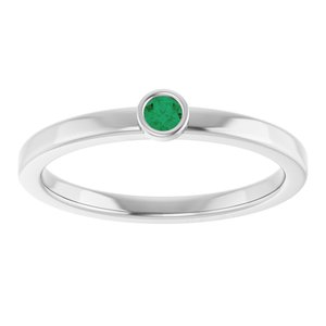 14K White Gold 2.5 mm Lab-Grown Emerald Ring