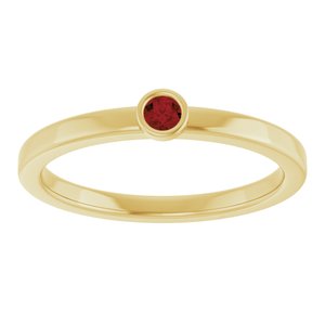14K Yellow Gold 2.5 mm Natural Mozambique Garnet Ring