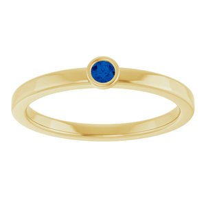 14K Yellow Gold 2.5 mm Lab-Grown Blue Sapphire Ring