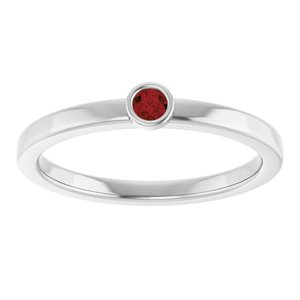 Platinum 2.5 mm Natural Mozambique Garnet Ring