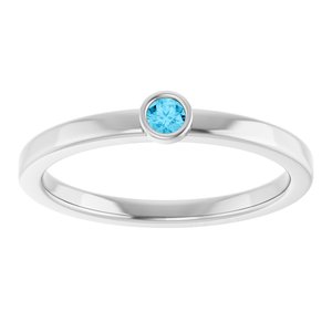 Platinum 2.5 mm Natural Aquamarine Ring