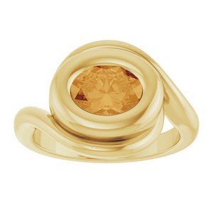 14K Yellow Gold Natural Citrine Bypass Ring