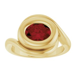 14K Yellow Gold Natural Mozambique Garnet Bypass Ring