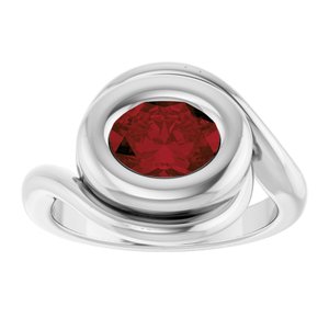 14K White Gold Natural Mozambique Garnet Bypass Ring
