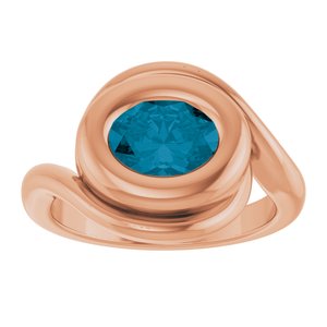 14K Rose Gold Natural London Blue Topaz Bypass Ring