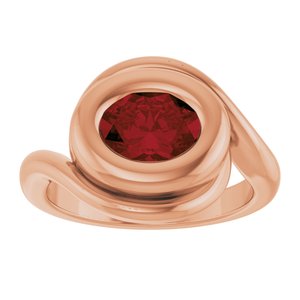 14K Rose Gold Natural Mozambique Garnet Bypass Ring