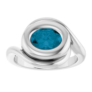 Sterling Silver Natural London Blue Topaz Bypass Ring