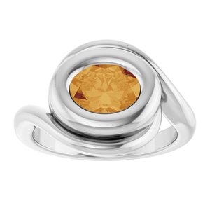 14K White Gold Natural Citrine Bypass Ring