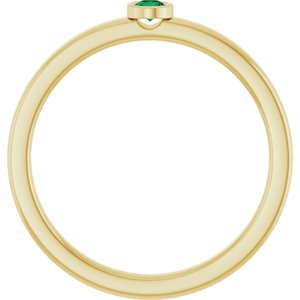 14K Yellow Gold 2.5 mm Lab-Grown Emerald Ring