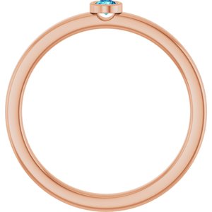 14K Rose Gold 2.5 mm Natural Blue Zircon Ring