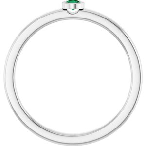 14K White Gold 2.5 mm Lab-Grown Emerald Ring