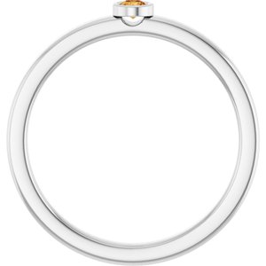 14K White Gold 2.5 mm Natural Citrine Ring
