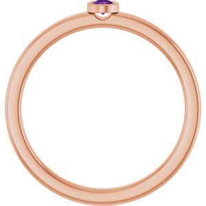 14K Rose Gold 2.5 mm Natural Amethyst Ring