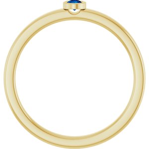 14K Yellow Gold 2.5 mm Lab-Grown Blue Sapphire Ring