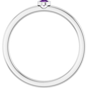 Platinum 2.5 mm Natural Amethyst Ring