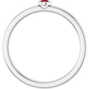 14K White Gold 2.5 mm Lab-Grown Ruby Ring