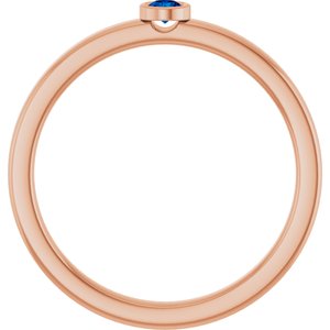 14K Rose Gold 2.5 mm Natural Blue Sapphire Ring