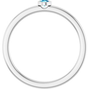 Platinum 2.5 mm Natural Blue Zircon Ring