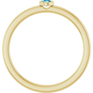 14K Yellow Gold 2.5 mm Natural Blue Zircon Ring