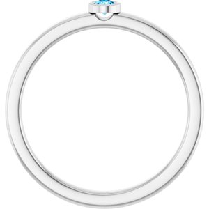 Sterling Silver 2.5 mm Natural Aquamarine Ring