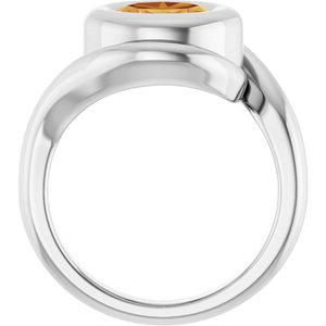 Platinum Natural Citrine Bypass Ring