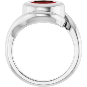 Sterling Silver Natural Mozambique Garnet Bypass Ring