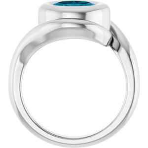 Platinum Natural London Blue Topaz Bypass Ring